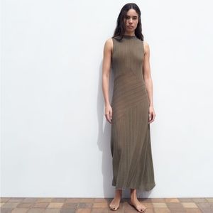 Zara brown pointelle knit long dress - size large